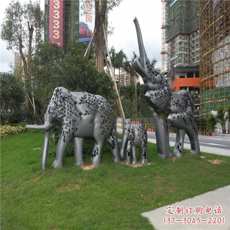 泉州不锈钢大象雕塑小区园林的精美装饰