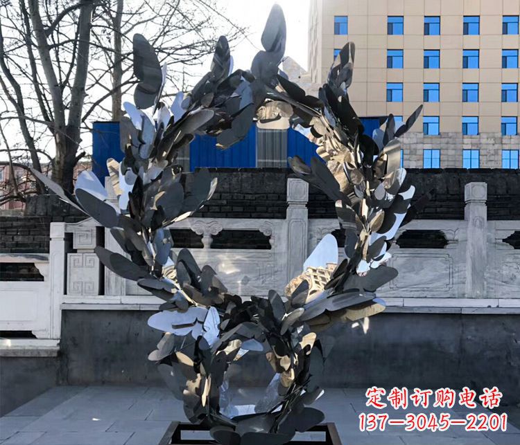 泉州不锈钢抽象蝴蝶花环景观雕塑