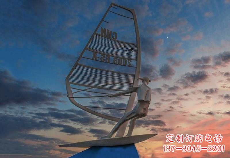 泉州不锈钢抽象驾驶帆船人物雕塑
