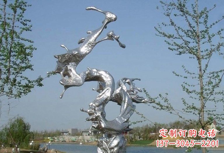 泉州不锈钢抽象蛟龙出海雕塑