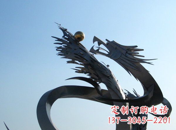 泉州不锈钢抽象龙动物雕塑 (2)