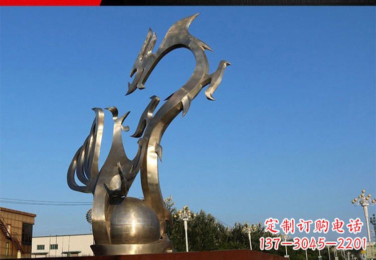 泉州不锈钢抽象龙凤雕塑