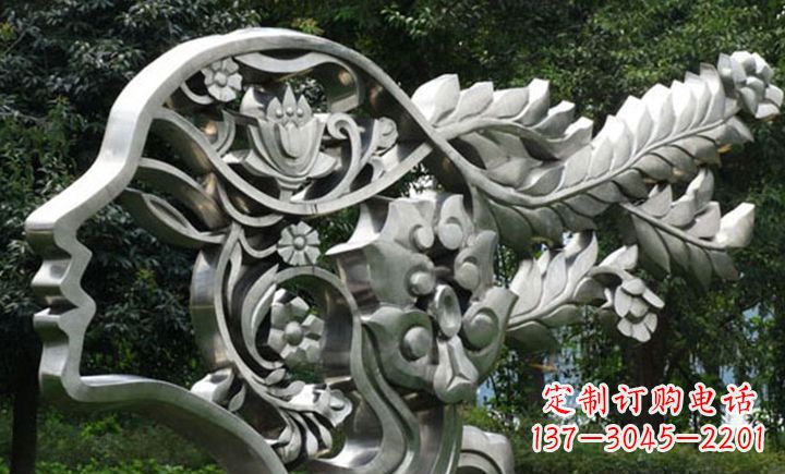 泉州不锈钢抽象美女头像雕塑