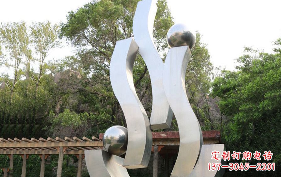 泉州不锈钢飘带雕塑美化小区景观