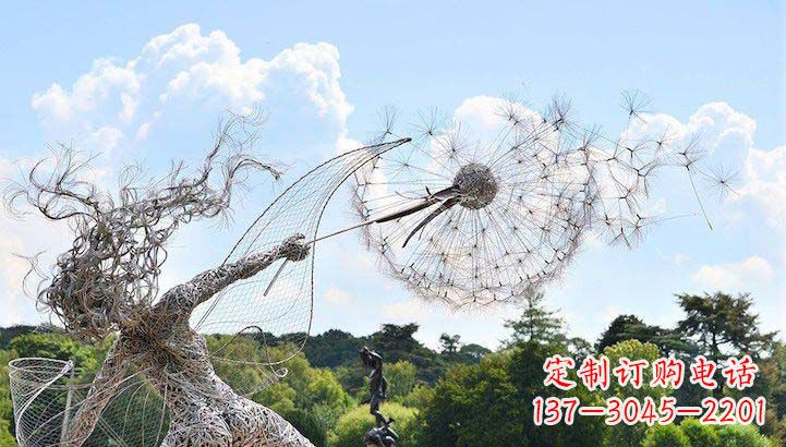 泉州不锈钢抽象人物和蒲公英雕塑