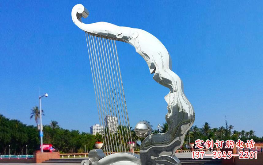 泉州不锈钢抽象竖琴广场雕塑