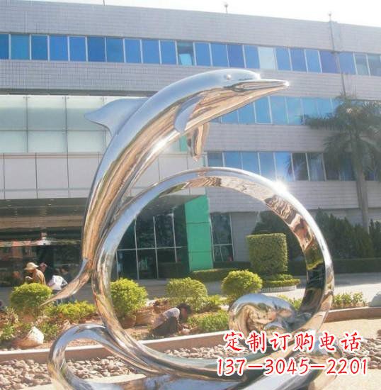 泉州不锈钢抽象跳跃的海豚雕塑