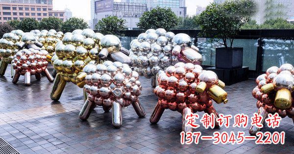 泉州不锈钢动物雕塑——小羊肖恩动物广场