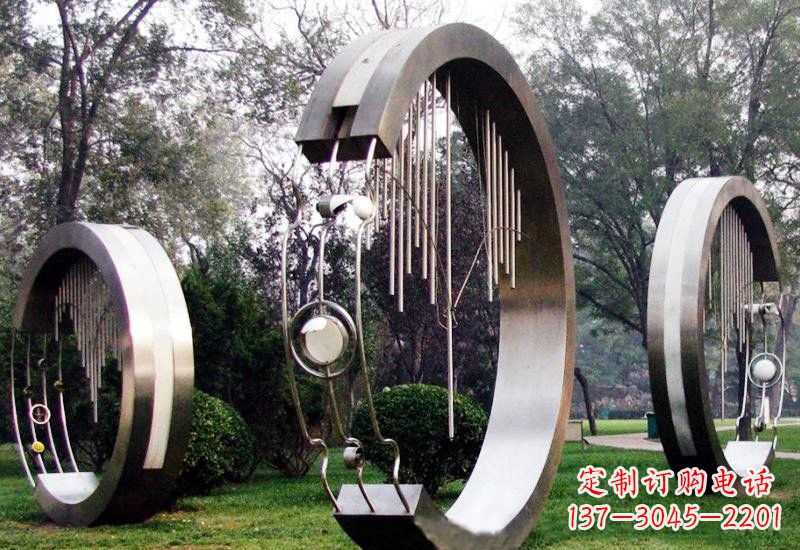 泉州不锈钢圆环雕塑——聆听之美