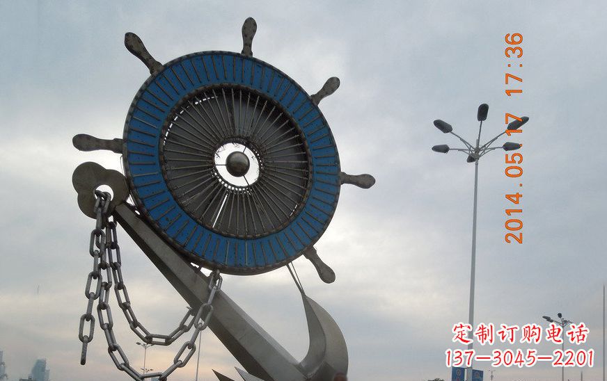 泉州不锈钢船舵景观雕塑