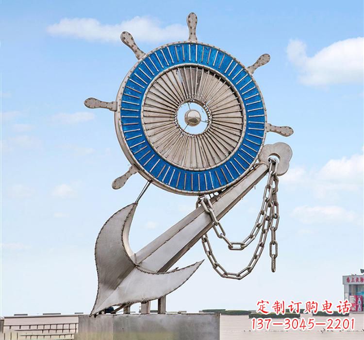 泉州不锈钢船舵雕塑2
