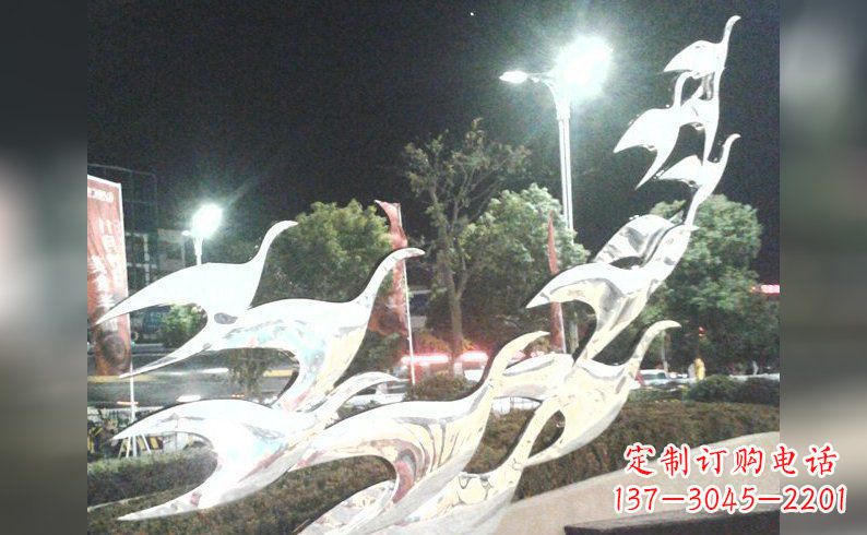 泉州不锈钢大雁雕塑——灿烂的翱翔