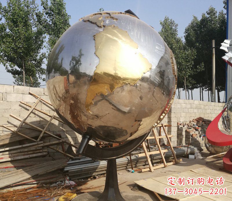 泉州不锈钢地球仪校园雕塑_2