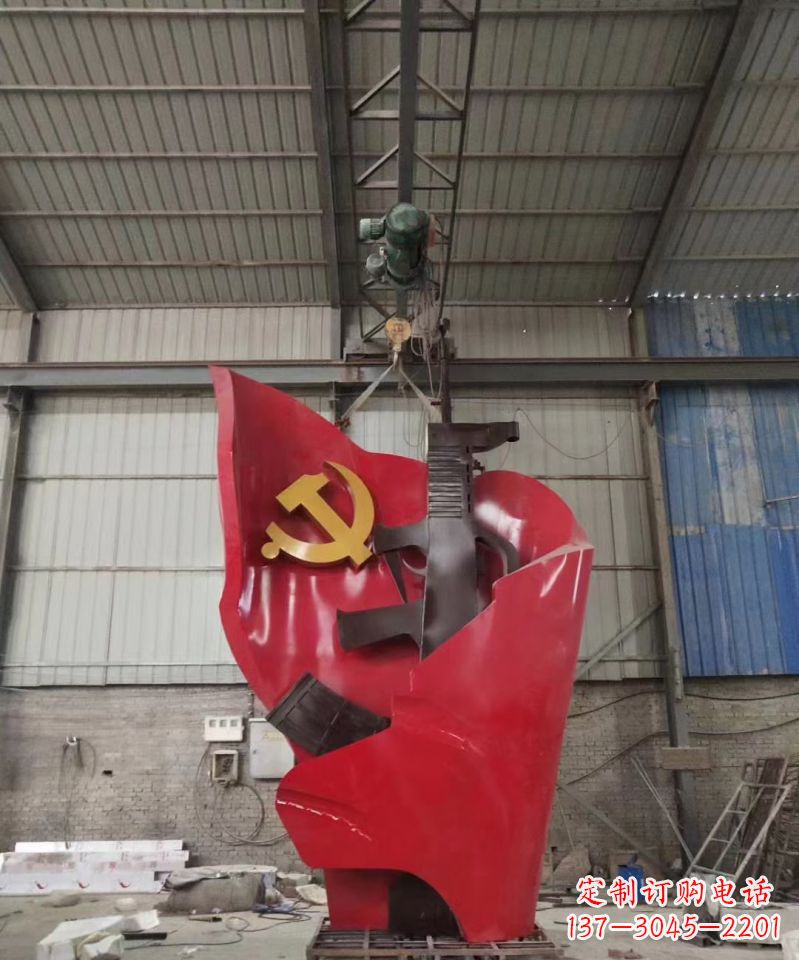 泉州不锈钢的党旗步枪雕塑