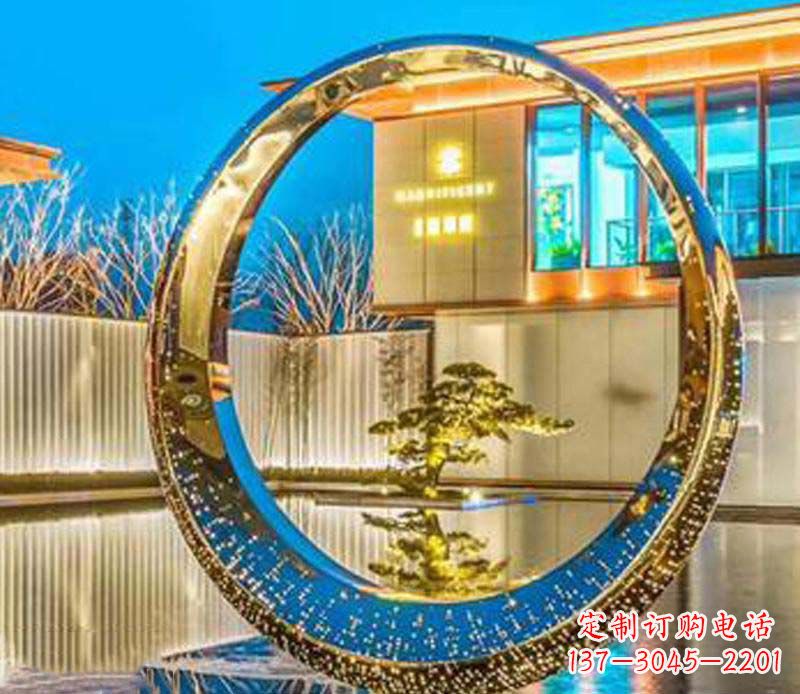 泉州精美不锈钢灯饰圆环雕塑