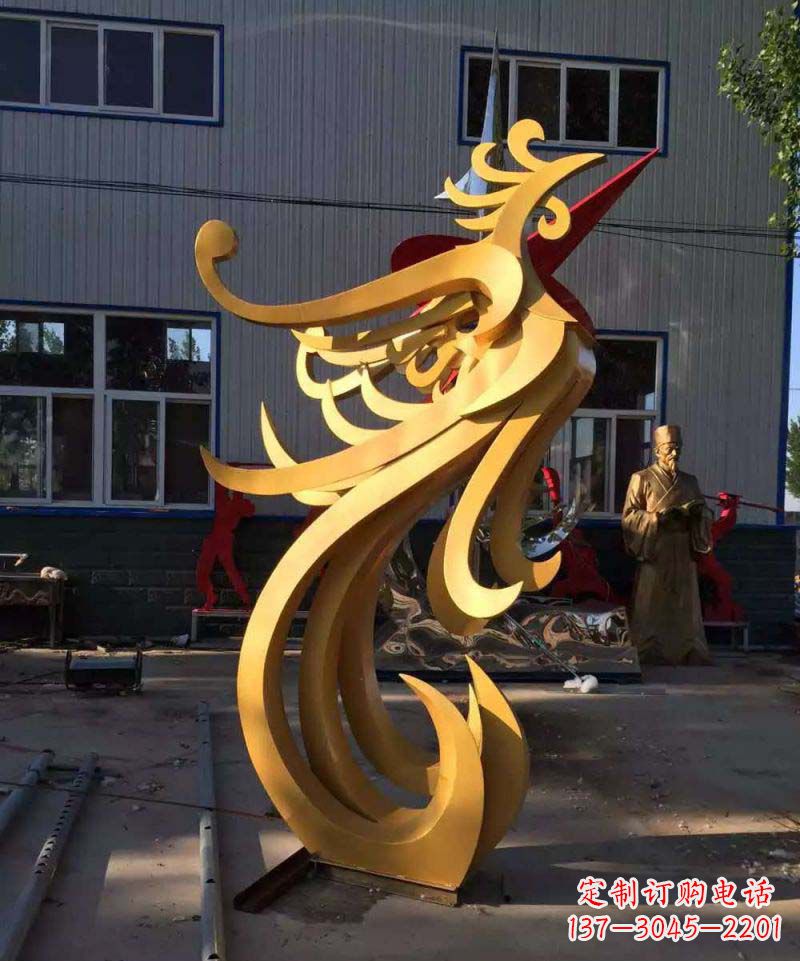 泉州不锈钢雕刻凤凰雕塑传承精美工艺