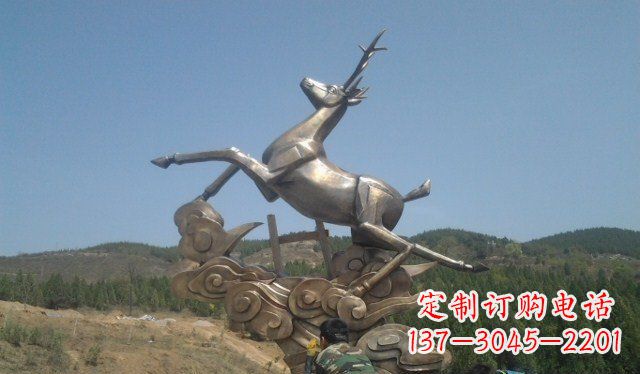 泉州不锈钢动物飞奔的鹿雕塑