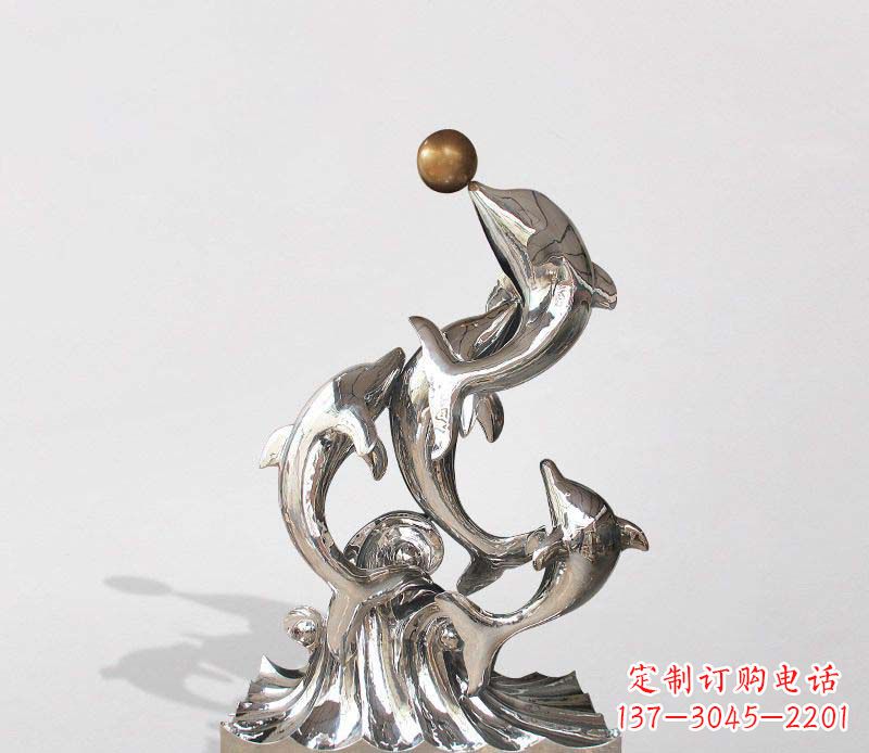 泉州不锈钢动物海豚雕塑1