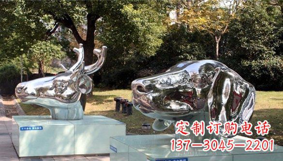 泉州动物十二生肖头像不锈钢雕塑