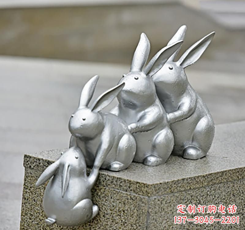 泉州不锈钢动物园林兔雕塑