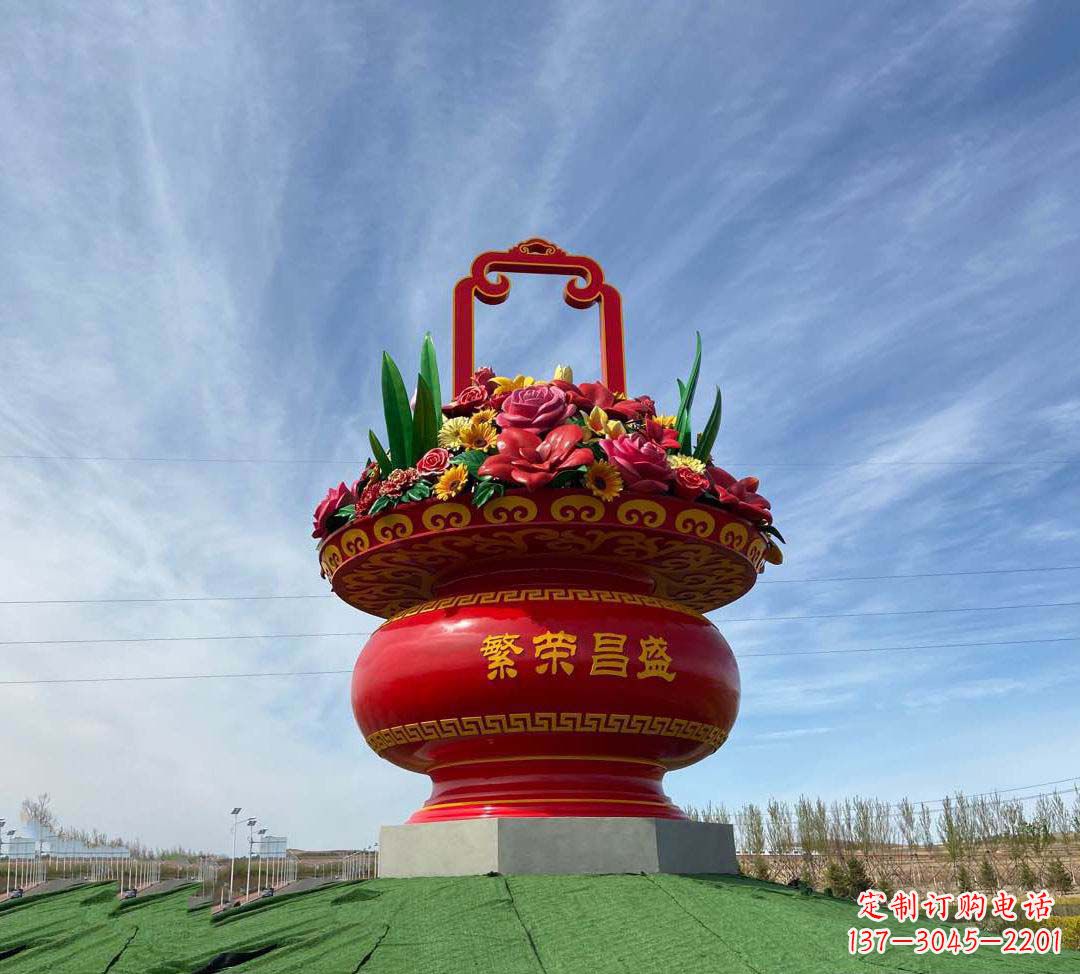泉州不锈钢花篮雕塑象征繁荣昌盛
