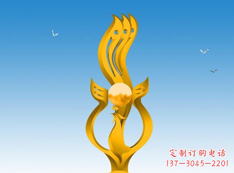 泉州不锈钢凤凰雕塑效果图
