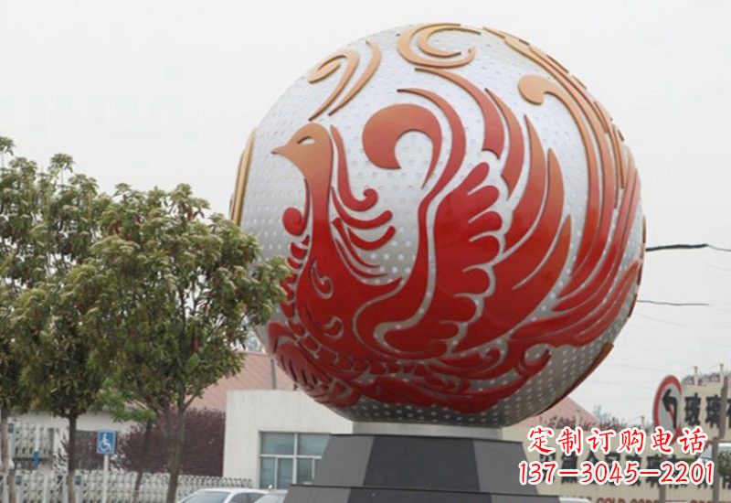 泉州不锈钢凤凰浮雕圆球雕塑精美雕塑把艺术带到生活中