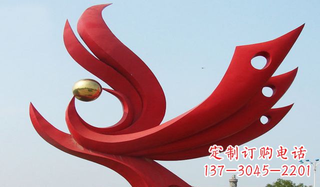泉州不锈钢凤凰龙珠雕塑