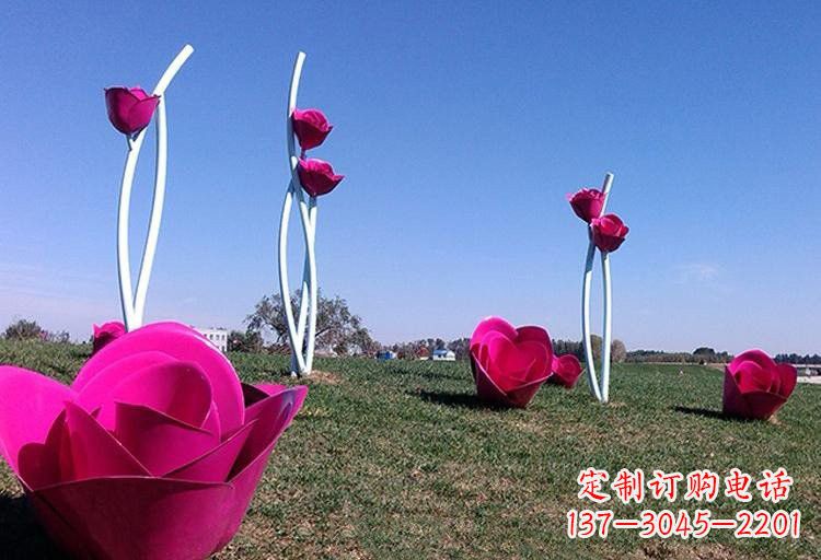 泉州不锈钢公园彩色玫瑰花雕塑