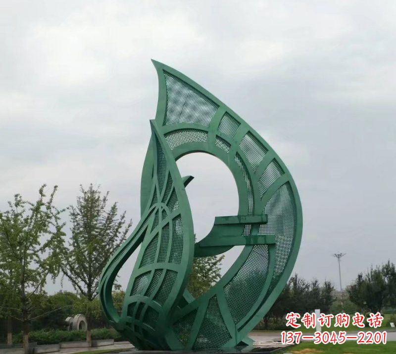 泉州不锈钢公园大型镂空树叶雕塑