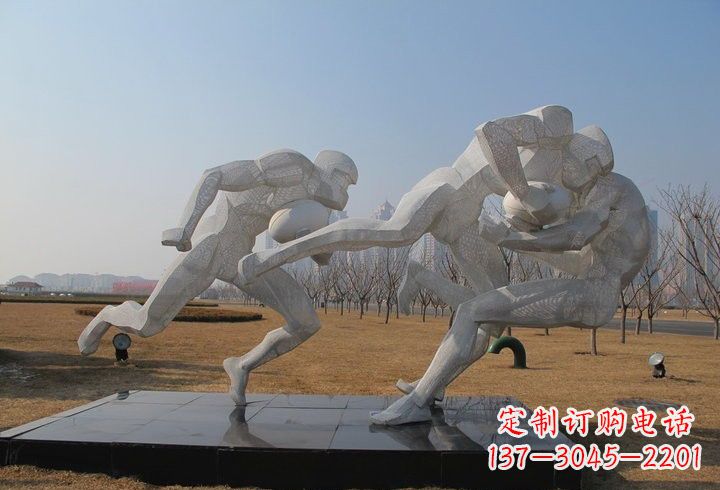 泉州不锈钢橄榄球雕塑传承运动精神