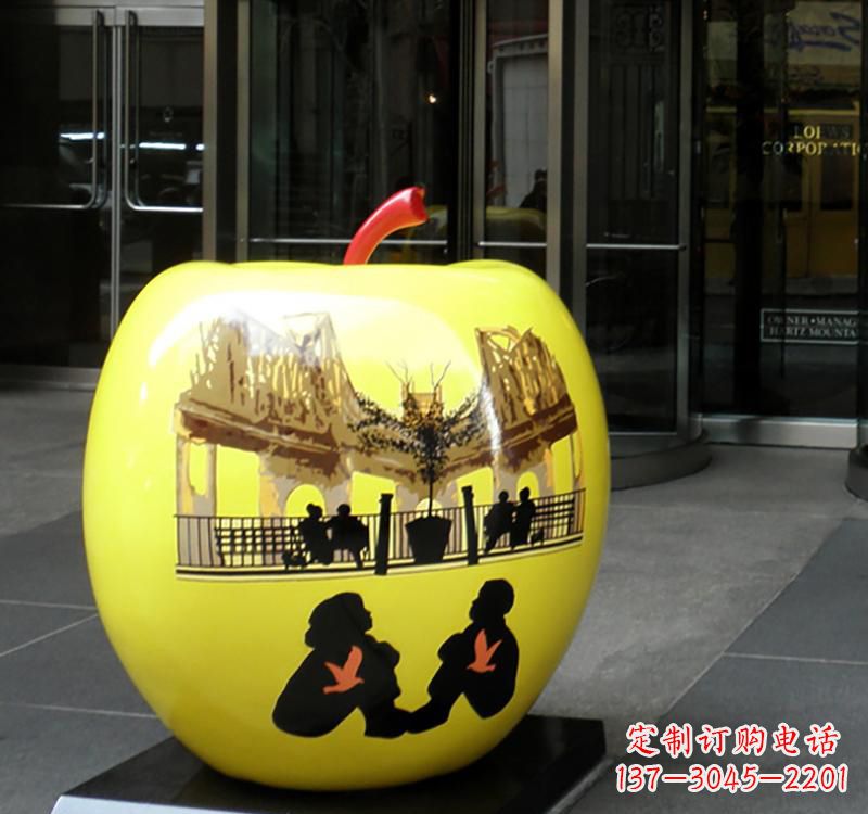 泉州不锈钢公园景观苹果雕塑