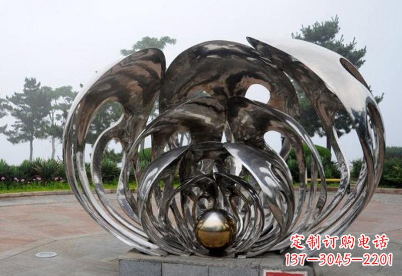 泉州不锈钢公园镜面珍珠贝壳雕塑