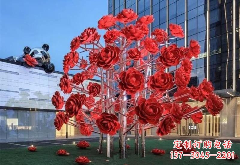 泉州不锈钢公园玫瑰花树雕塑——让玫瑰长驻公园
