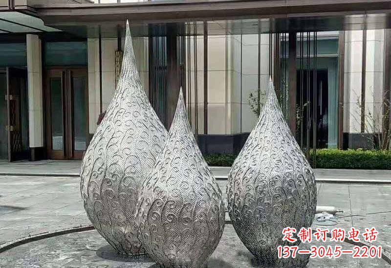 泉州不锈钢镂空水滴雕塑精致美观