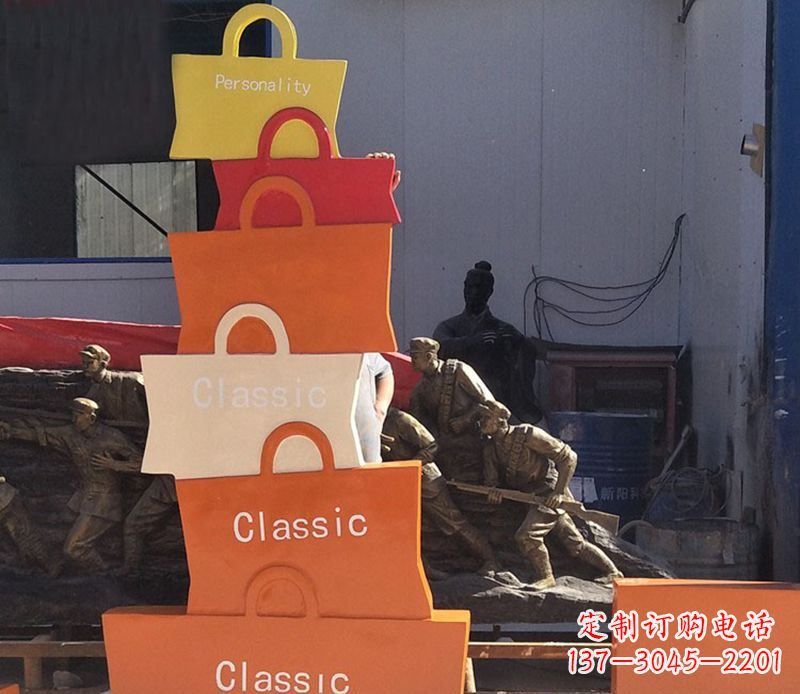 泉州不锈钢购物袋雕塑2
