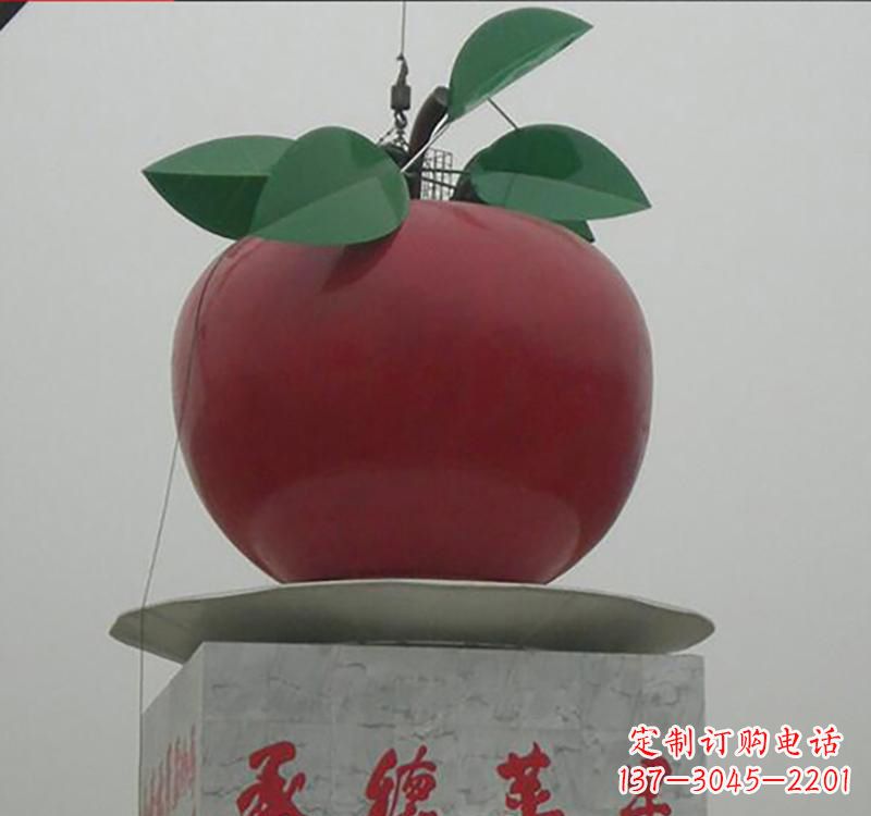 泉州不锈钢广场大型苹果雕塑