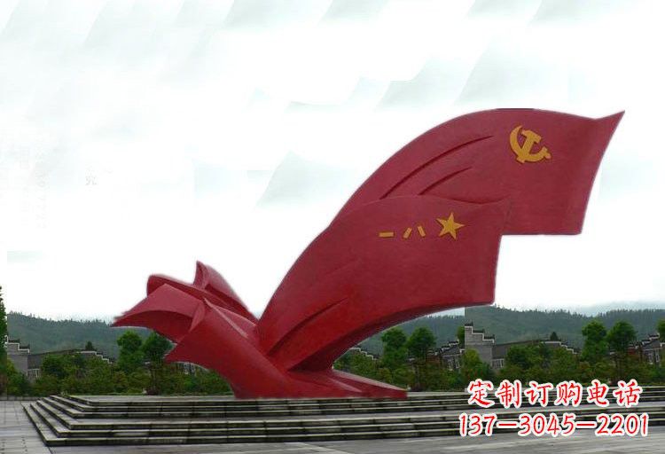 泉州不锈钢广场党旗和军旗雕塑