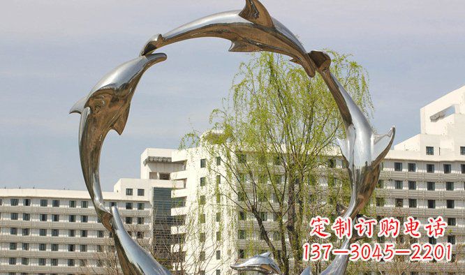 泉州不锈钢广场海豚雕塑