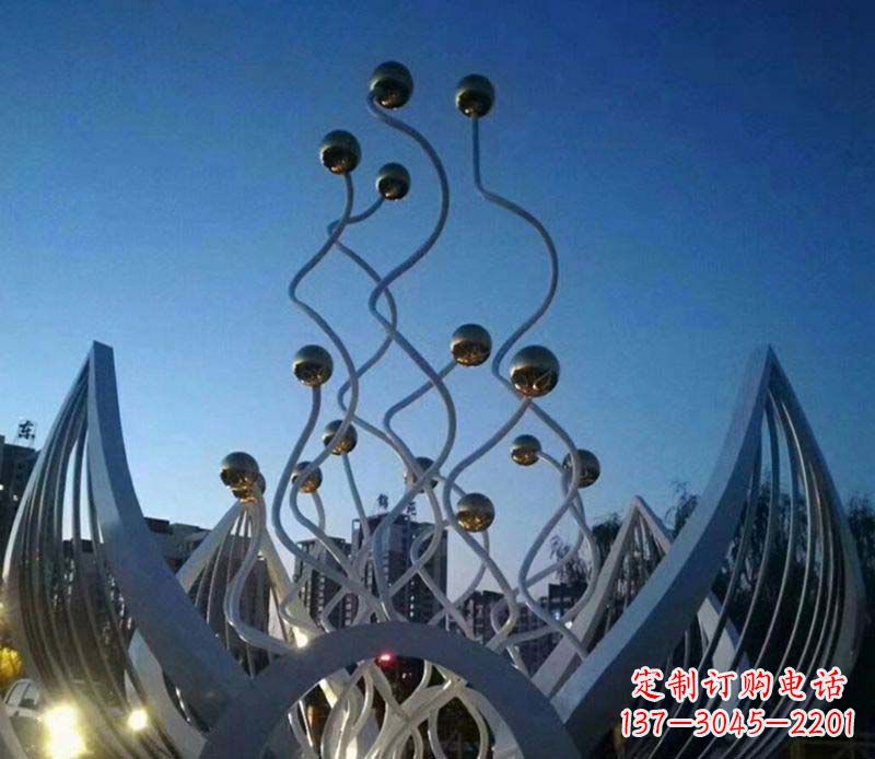 泉州不锈钢荷花雕塑美丽的象征
