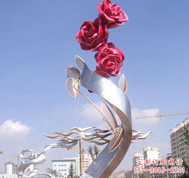 泉州不锈钢玫瑰雕塑,点缀广场景观