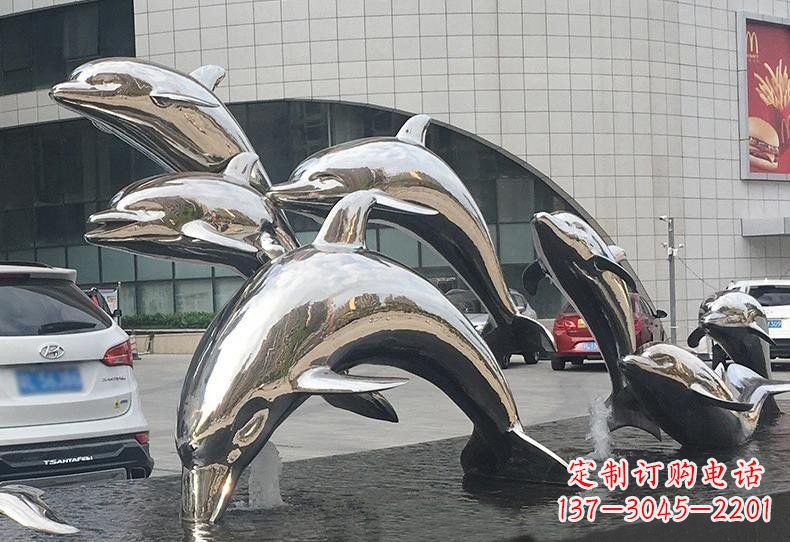 泉州不锈钢海豚雕塑——精美绝伦