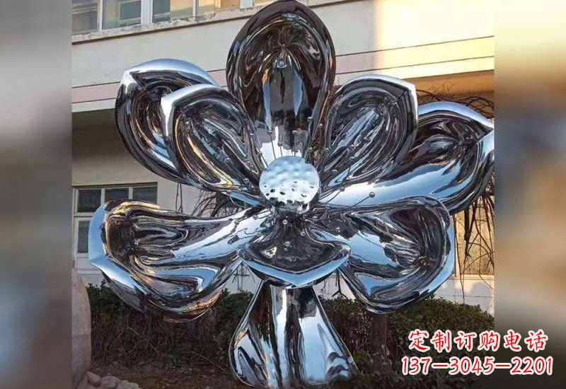 泉州不锈钢广场镜面莲花雕塑精美外形,传承佛教文化