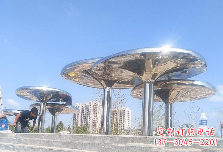 泉州不锈钢广场蘑菇凉亭雕塑