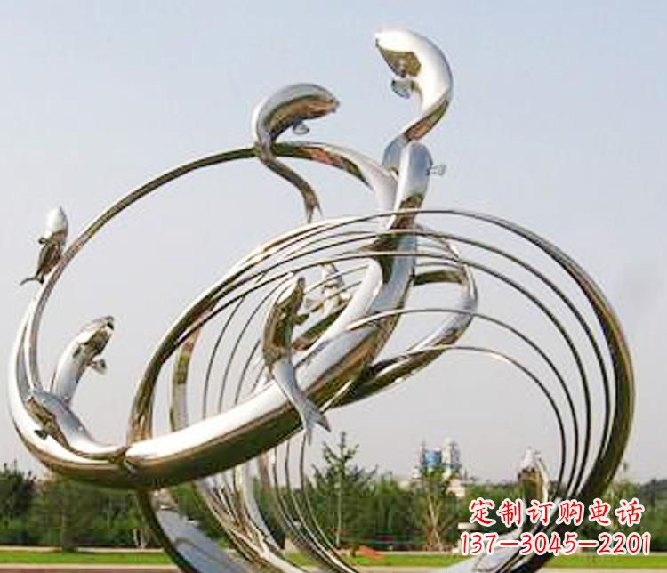 泉州不锈钢海豚雕塑美丽而又神秘