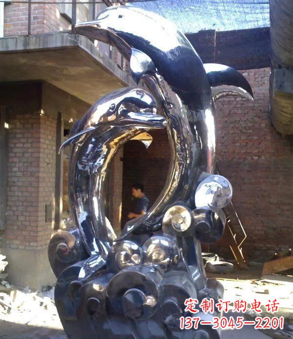 泉州不锈钢海豚动物雕塑 (3)