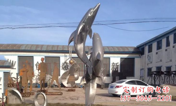 泉州不锈钢海豚嬉戏雕塑精美的艺术视觉