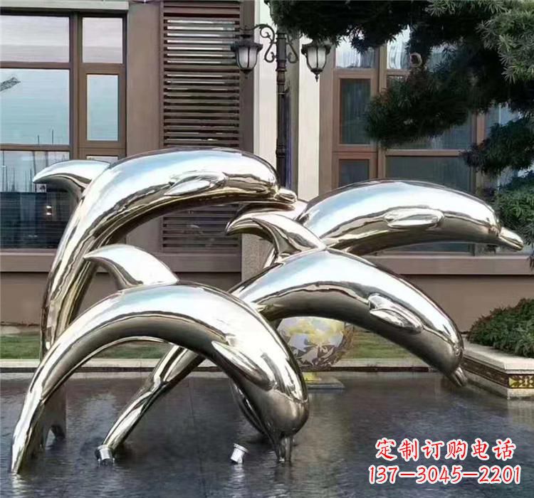 泉州不锈钢海洋动物雕塑——海豚