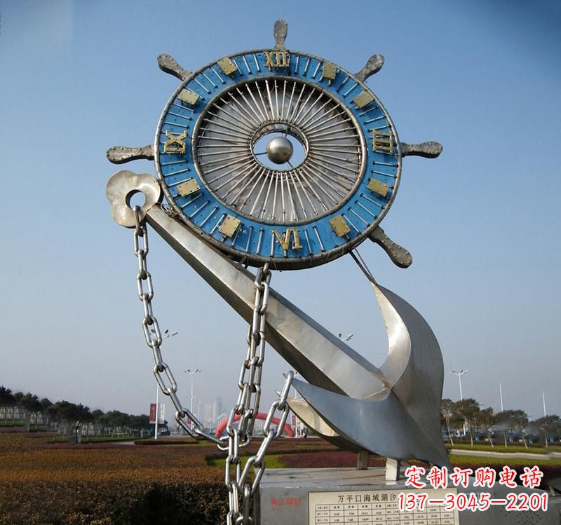 泉州不锈钢海洋船舵雕塑海洋之美的象征