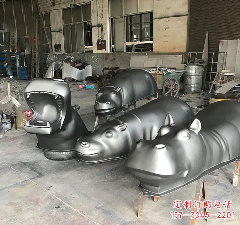泉州静态之美22英寸不锈钢河马雕塑